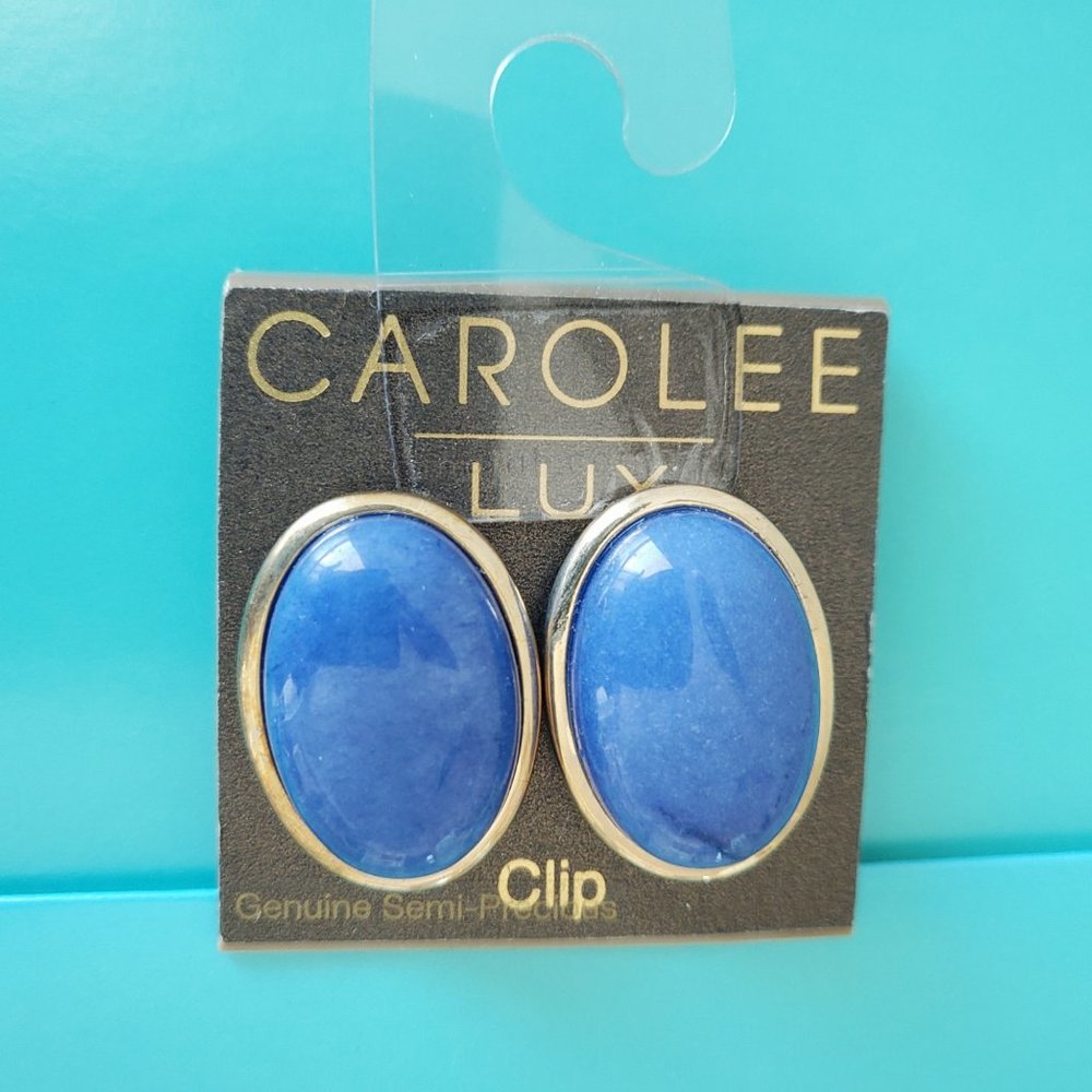Vintage Carolee Lux Lapis Lazuli Clip Earrings